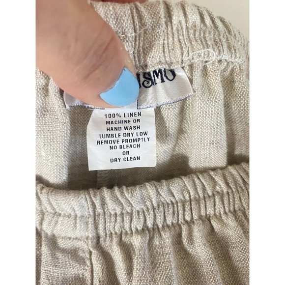 B Hadikusumo M Linen Pull on Pant Wide Leg Beige Elastic Waist Lagenlook - Picture 9 of 9